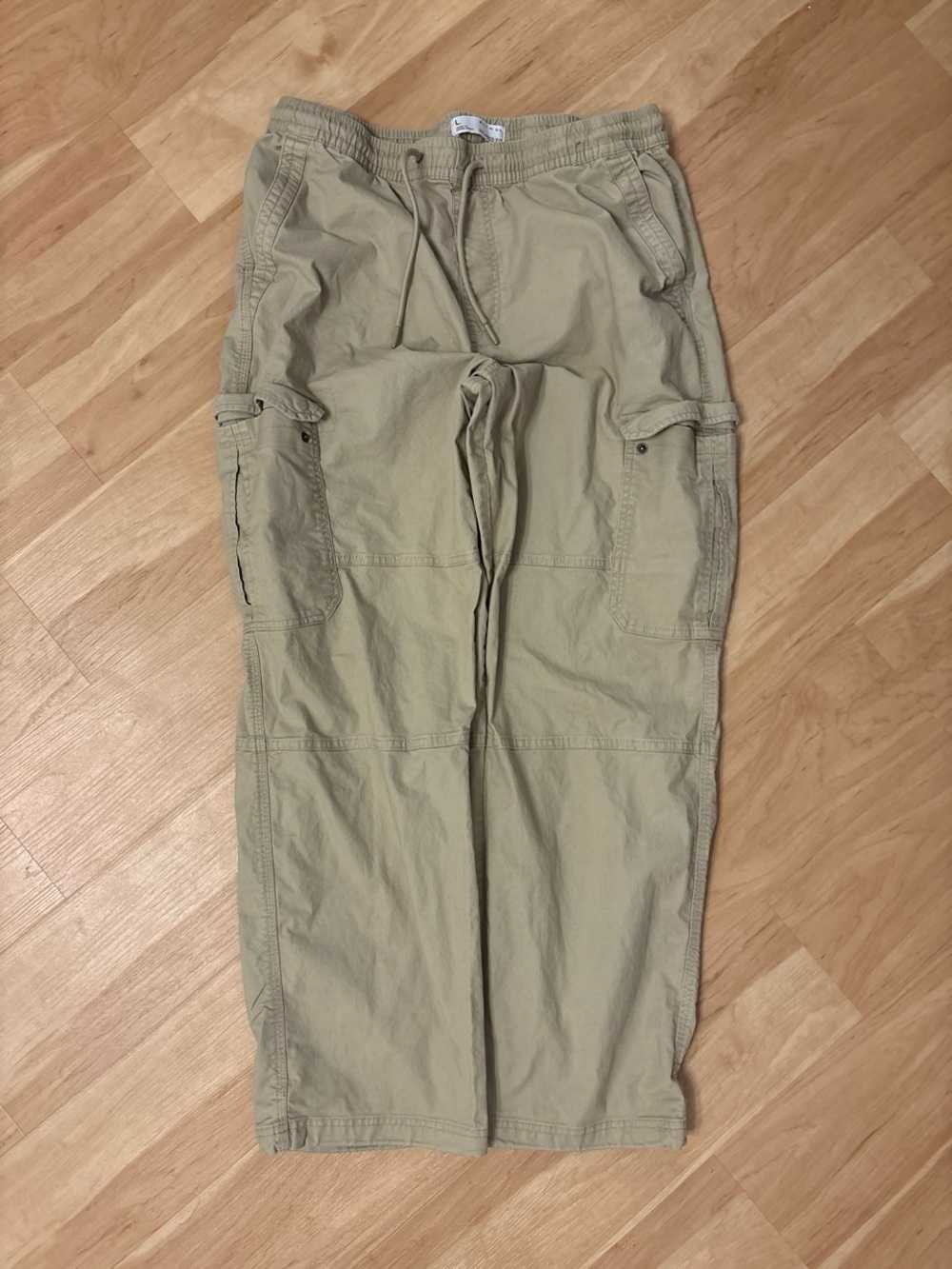 Denim&Co Men's Cargo Drawstring Pants in Khaki